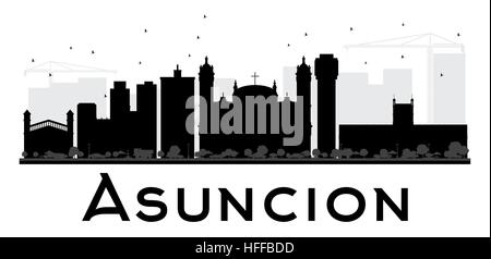 Asuncion Stadtsilhouette Skyline schwarz und weiß. Vektor-Illustration. Einfache flache Konzept für Tourismus Präsentation, Banner, Plakat oder Website. Stock Vektor