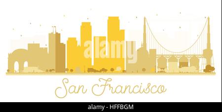 San Francisco Stadt Skyline goldene Silhouette. Vektor-Illustration. Einfache flache Konzept für Tourismus Präsentation, Banner, Plakat oder Website. Stock Vektor