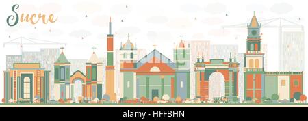 Abstrakte Skyline von Sucre mit Farbe Gebäude. Vektor-Illustration. Geschäftsreisen und Tourismus-Konzept mit historischer Architektur. Stock Vektor