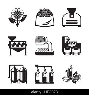 Sonnenblumenöl Produktionsprozess - Vektor-illustration Stock Vektor