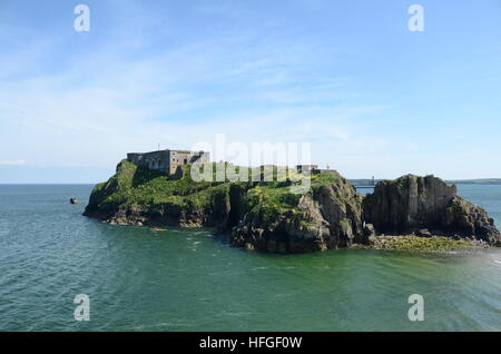 Ein Blick auf die St. Katharinen Insel in Tenby, Pembroke, Wales Stockfoto