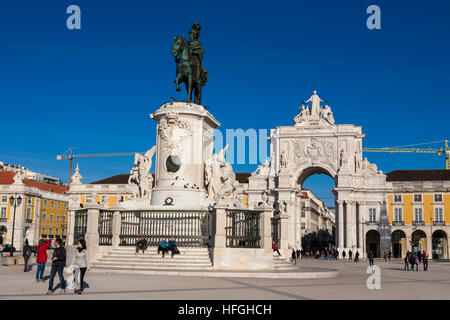 Reiterstatue von Dom José I, Praça Do Comércio, Lissabon, Portugal Stockfoto