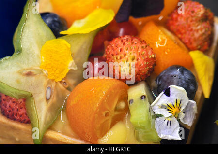 Obstkuchen. Alimentaria, internationale Speisen und Getränke Ausstellung, L´Hospitalet de Llobregat, Barcelona, Katalonien, Spanien Stockfoto