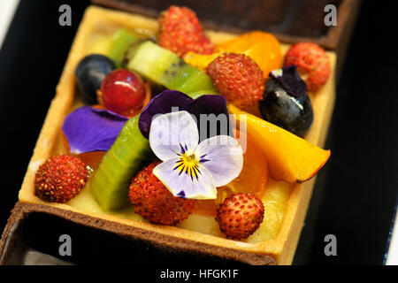 Obstkuchen. Alimentaria, internationale Speisen und Getränke Ausstellung, L´Hospitalet de Llobregat, Barcelona, Katalonien, Spanien Stockfoto