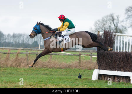 Cottenham Cambridgeshire UK 31. Dezember 2016. Reiter Wettbewerb beim Cambridgeshire Harriers Hunt Club Point to Point Rennen treffen. Es gab sieben Rennen auf dem Vorabend des neuen Jahres Pferd Rennen treffen. Kredit Julian Eales/Alamy Live-Nachrichten Stockfoto