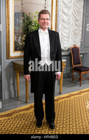 Kopenhagen, Dänemark. 1. Januar 2017. Oberbürgermeister von Copenhagen Frank Jensen kommt nach Königin Margrethe von Dänemark Neujahrsempfang am Amalienborg in Kopenhagen. © OJPHOTOS/Alamy Live-Nachrichten Stockfoto