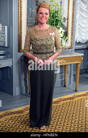 Kopenhagen, Dänemark. 1. Januar 2017. Minmister für Integration Inger Stojberg ankommt, Königin Margrethe von Dänemark Neujahrsempfang am Amalienborg in Kopenhagen. © OJPHOTOS/Alamy Live-Nachrichten Stockfoto