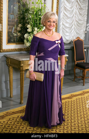 Kopenhagen, Dänemark. 1. Januar 2017. Sprecher des Haus Pia Kjaersgaard ankommt, Königin Margrethe von Dänemark Neujahrsempfang am Amalienborg in Kopenhagen. © OJPHOTOS/Alamy Live-Nachrichten Stockfoto