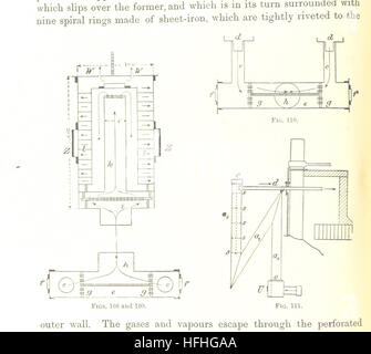 Das Bild von Seite 162 des Handbuchs der Metallurgie zeigt Diagramme zu metallurgischen Prozessen und Techniken. Es verfügt über eine zentrale Kammer, einen Block und einen Bogen, der für die metallurgische Praxis des späten 19. Jahrhunderts relevant ist. Stockfoto