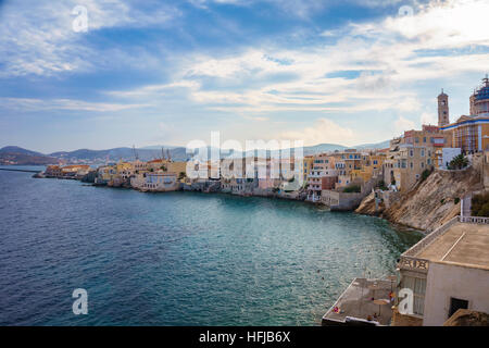 Syros Inselansicht von Vaporia zu platzieren. Es ist auch bekannt als klein-Venedig im Sommer. Stockfoto