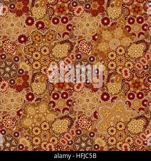 Vektor floral paisley Musterdesign. Nahtlose Muster mit Mehendi-Elementen. Bunte blau gold braun Wallpaper Hintergrund. Stock Vektor