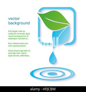 Wasser Tropfen und Blätter Stock Vektor