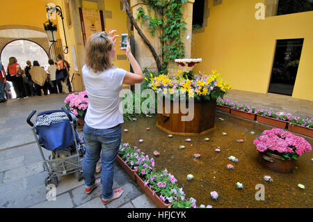 Das tanzende Ei während des Festes von Corpus Christi. Barcelona. Katalonien. Spanien. Stockfoto