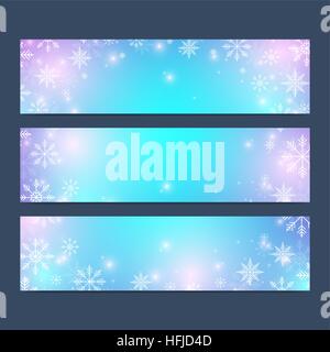 Moderne Happy New Year set Vector Banner. Weihnachten Hintergrund. Design-Vorlagen mit Schneeflocken. Einladung Karten Oberfläche. Stock Vektor