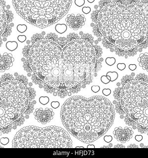 Vektor-Illustration der nahtlose Muster mit Herzen, Blumen und anderen Elementen Stock Vektor