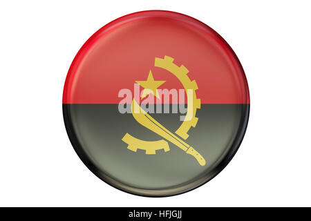 Badge mit Flagge Angolas, 3D-Rendering isolierten auf weißen Hintergrund Stockfoto