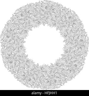 Buch-Malvorlagen für Kinder und Erwachsene. Handgemalte abstrakte Muster. Rahmen oder Platte Design. Floral authentische Kreis Rahmendesign, Freude, ältere Kinder und Erwachsene Coloristen, Vektor-illustration Stock Vektor