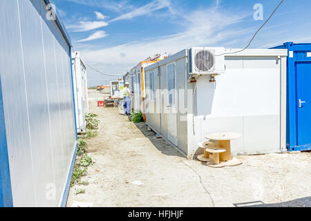 Verwaltung Abrechnung gemacht von Container-Büro auf der Baustelle. Stockfoto