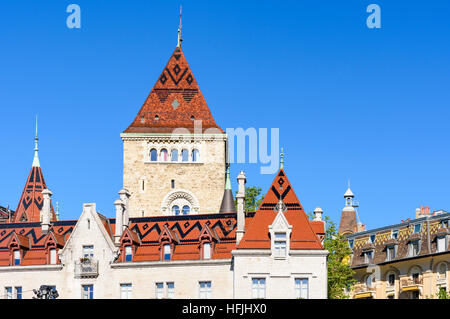 Schloss Ouchy und Umgebung Belle Epoque Gebäude, Ouchy, Lausanne, Vaud, Schweiz Stockfoto