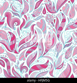 Vektor Musterdesign, kritzeln Design. Hand zeichnen Blumen, Herzen und Blätter. Vektor-Illustration, niedlichen Hintergrund. Farbe-Doodle-Hintergrund Stock Vektor