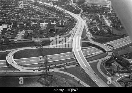 Luftbild M6 Autobahn an Great Barr Birmingham im Bau im Jahre 1972 Stockfoto