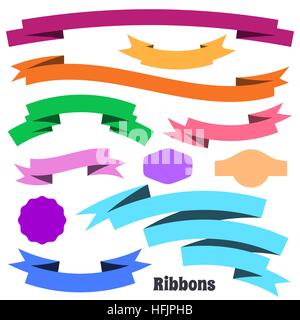 Bunte Vektor Vintage Band Banner und Etiketten-Sammlung Stock Vektor