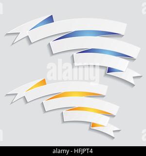 Zwei weiße Vektor Band Banner auf grauem Hintergrund Stock Vektor