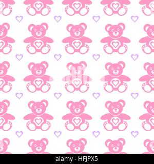 Nahtlose Muster aus niedlichen rosa Teddy-Bären Stock Vektor