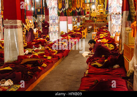 Lhasa, Tibet - die Ansicht in Drepung Kloster, das größte Buddhismus in der Welt. Stockfoto