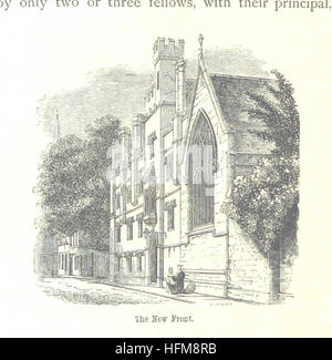 Dieses Bild aus „Ein Handbuch für Besucher von Oxford“ veranschaulicht einen ausführlichen Reiseführer für Touristen nach Oxford mit Holzschnitt-Illustrationen der Wahrzeichen und historischen Stätten der Stadt. Das Buch bietet kulturelle, architektonische und historische Einblicke in die berühmte Universitätsstadt. Stockfoto