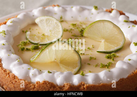 Köstliche Kalk Kuchen mit geschlagener Sahne und Lebensfreude Closeup. horizontale Stockfoto