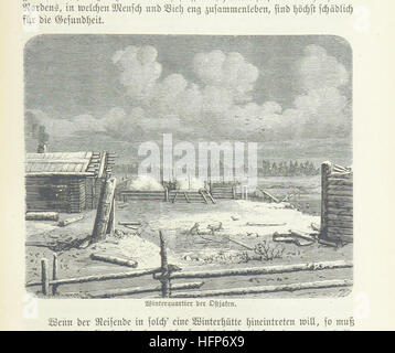 Dieses deutsche Werk behandelt Russlands Geographie, Politik und Gesellschaft, einschließlich europäischer und asiatischer Teile des Russischen Reiches, mit Illustrationen, die den Text ergänzen. Stockfoto