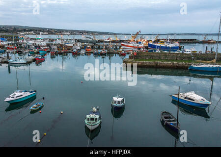 Sonnenuntergang in Newlyn Harbour, Cornwall. Stockfoto