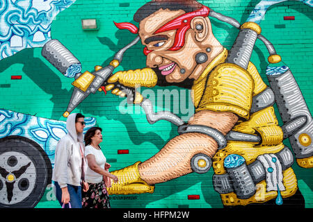 New York City, NY NYC Manhattan, Chelsea, Street Art, Wandbild, Denton Burrows, Andy Golub, gemeinsames Wandbild, Passanten, NY160722102 Stockfoto