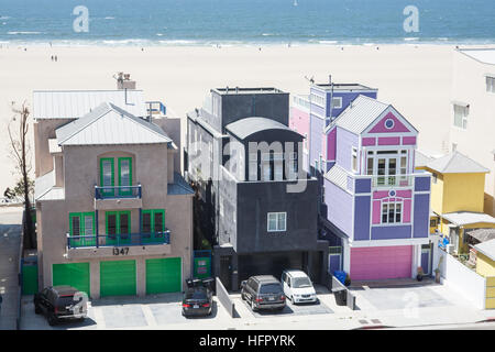 Wohnungen, Häuser am Strand von Santa Monica, Los Angeles,L.A., National Highway 1, Pacific Coast Highway, PCH, California,U.S.A., Stockfoto