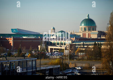 Manchester Trafford Centre Skyline Blick dome Landmark shopping Meter modernes Design Intu Freizeit komplexe Trafford Park Dumplington Peel Gruppe Entwicklung Stockfoto