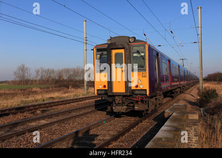 317342 first Capital Connect High-Speed Vorortbahn Einheit East Coast Main Line Railway Cambridgeshire Stockfoto