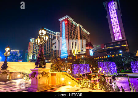 Cotai Strip Macau Nacht Stockfoto