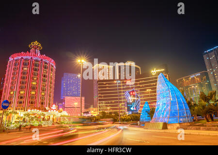 Stadtbild Macao in der Nacht Stockfoto