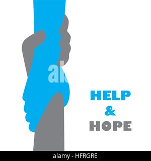 Hand an Hand um Hilfe und hoffe Symbol Logo Vektor-Grafik-design Stock Vektor