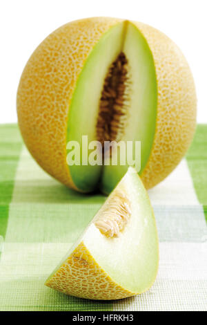 Galia Melone (Cucumis Melo var. Reticulatus) Stockfoto