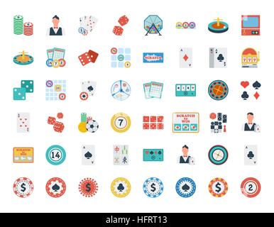 Casino-Icon-Set. Flache Vektor im Zusammenhang mit Icon-Set für Web und mobile Anwendungen. Es kann als - Logo, Symbol, Piktogramm, Infografik-Element verwendet werden. Vektor Stock Vektor