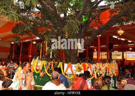 Kolkata, Indien. 1. Januar 2017. Bengali Anhänger versammeln sich am Cossipore Udyanbati, Kalkutta am Neujahrstag, Ma Bhabatarine oder Ma Kali anlässlich Kalpataru Utsav anzubeten. Kalpataru Utsav gedenkt des Tages am 1. Januar 1886 als Ramkrishna Anhänger glauben, dass Ramakrishna offenbarte sich als ein Avatar, oder Gott auf der Erde zu inkarnieren. © Saikat Paul/Pacific Press/Alamy Live-Nachrichten Stockfoto