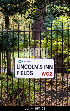 Melden Sie Lincolns Inn Felder Street, London, England, U.K Stockfoto