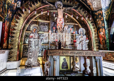 Kreuzigung Altar, XII-Station der Via Dolorosa, auch bekannt als griechische Kalvarienberg, angenommen, dass der Ort, wo Jesus Kreuz, in der Kirche von t gelegt wurde Stockfoto