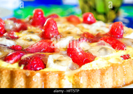 Erdbeeren Kuchen Closeup Gelee selbstgemachtes Rezept Stockfoto