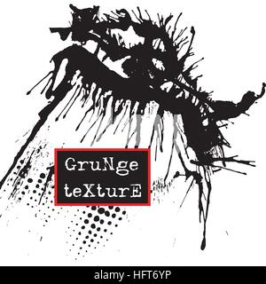 Splatter Farbe Textur. Grunge Hintergrund. Schwarzer Fleck der Tinte. Platz für Text. Grunge Effekt stumpf. Vektor-Illustration. Stock Vektor