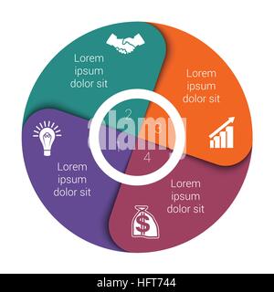 Kreisdiagramm Diagrammdaten Elemente für Vorlage Infografiken position vier Stock Vektor