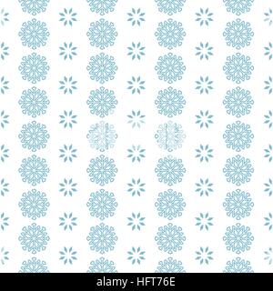 Nahtlose Muster mit blauen Schneeflocken auf weißem Hintergrund Stock Vektor