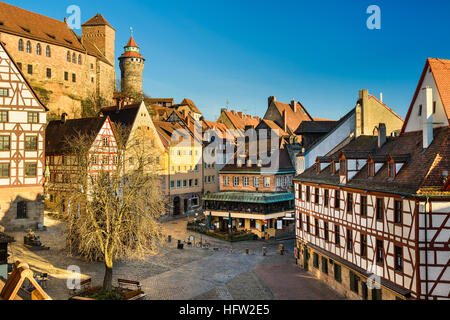 Luftbild der Altstadt in Nürnberg Stockfoto